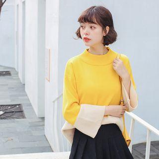 Two-tone Sweater Lemon Yellow - One Size