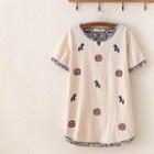 Embroidered V-neck Top