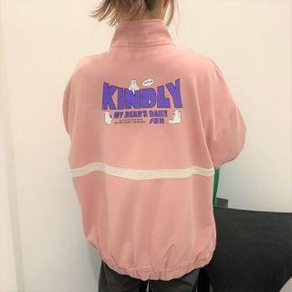 Two Tone Loose-fit Zip-up Printed Jacket