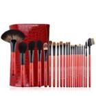 Set Of 21 : Makeup Brush Set - Red - One Size
