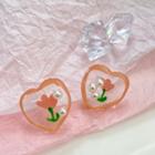 Flower Stud Earring 1 Pair - Fjh - Pink - One Size