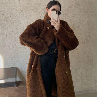 Double-breasted Fleece Coat As Shown In Figure - One Size