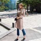 Set: Double-breasted Trench Coat With Belt + Leopard Scarf