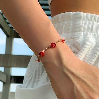 Floral Bracelet 1pc - Gold & Yellow & Red - One Size