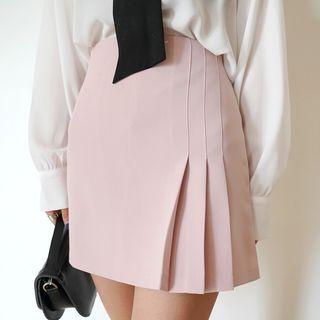 Pleated A-line Miniskirt