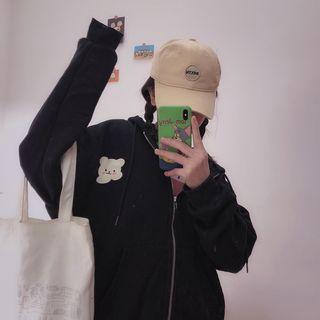 Bear Printed Hooded Zip Jacket
