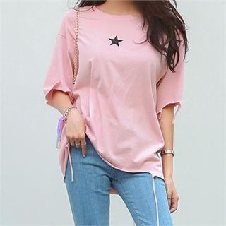 Star-print Distressed T-shirt