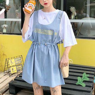 Lettering Mock Two Piece Dress
