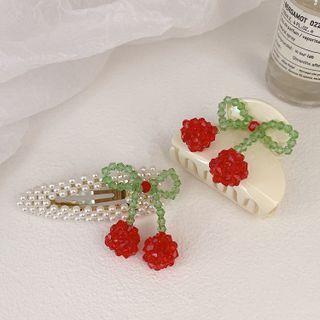 Cherry Bead Hair Clip / Hair Clamp