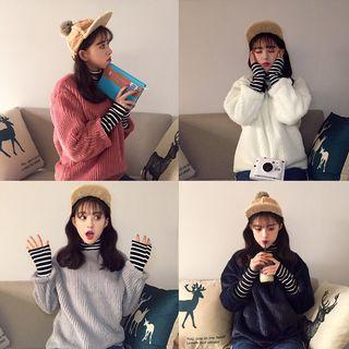 Mock Two Piece Striped Panel Sweater