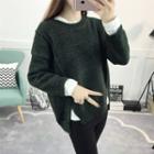 Side-slit Chunky Knit Sweater