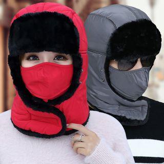 Couple Matching Earflap Hat + Mask Set