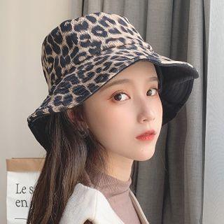 Leopard Print Faux Suede Bucket Hat