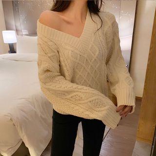 Tie-back Cable-knit Sweater