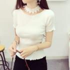 Lace-collar Short-sleeve Top