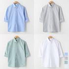 Button-down Elbow-sleeve Oxford Shirt