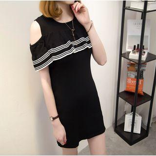 Cold-shoulder Ruffle Panel Tunic Dress