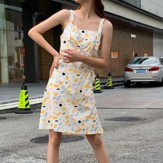 Patterned Strappy A-line Dress As Shown In Figure - One Size