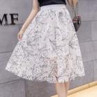 High Waist Lace A-line Skirt