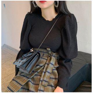 Balloon Sleeve Sweater Black - One Size