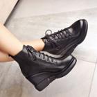 Platform Wedge Lace Up Short Boots