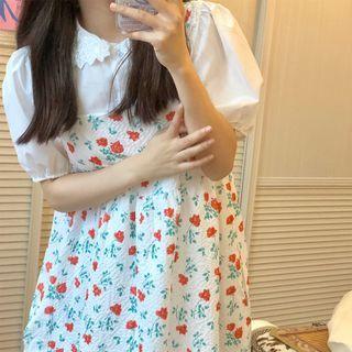 Plain Lace Blouse / Floral A-line Dress