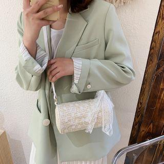 Lace Straw Woven Crossbody Bag