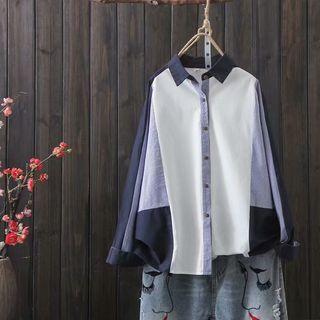 Paneled Shirt Blue - One Size