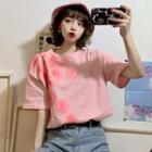 Short-sleeve Peach Printed T-shirt
