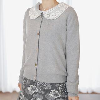 Faux-gem Buttoned Cardigan