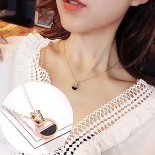 Rhinestone Necklace 1 Pc - Rose Gold - One Size