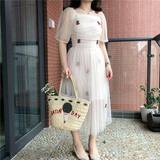 Set: Short-sleeve Midi Dress + Slipdress