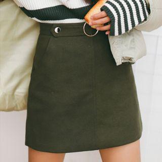 Tie-waist A-line Plain Midi Skirt