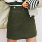 Tie-waist A-line Plain Midi Skirt