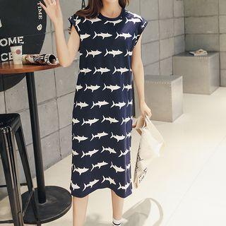 Shark Printed Cap Sleeve Dress