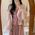 Lantern-sleeve Furry Coat