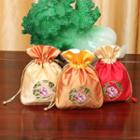 Embroidered Flower Drawstring Pouch