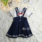 Short-sleeve Sailor Shirt / Jumper Skirt / Set: Short-sleeve Sailor Shirt + Jumper Skirt
