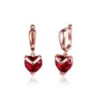 Fashion Simple Plated Rose Gold Red Cubic Zircon Heart Earrings Rose Gold - One Size