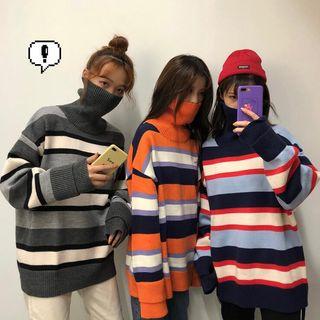 Couple Striped Print Knit Sweater