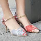 Printed Chain Strap Pointed Sandals