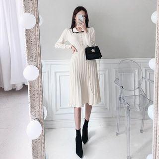 Button-trim Knit Dress