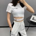 Buckled-hem Crop T-shirt