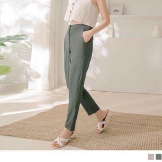 Mid-rise Plain Straight Leg Dress Pants