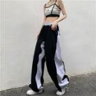 Mid-rise Two Tone Patchwork Wide-leg Jeans