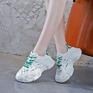 Check Panel Platform Athletic Sneakers