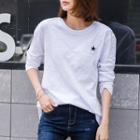 Long-sleeve Star Embroidered T-shirt