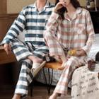 Couple Matching Loungewear Set : Long-sleeve Plaid Shirt + Pants