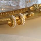 Faux Pearl Hoop Earrings 1 Pair - Classic Earrings - S925 Silver - One Size