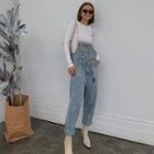 Straight-cut Denim Jumper Jeans With Cord